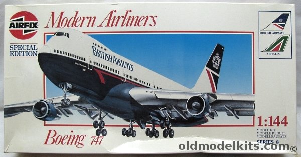 Airfix 1/144 Boeing 747 'Special Edition Modern Airliners' - British Airways or Alitalia - With AHS Window and Frames Decals, 08174 plastic model kit